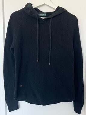 Lauren Ralph Lauren Women’s Black Waffle Knit Hoodie Sweater Size Small